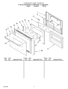 04 - Oven Door parts for Kitchenaid Oven KEBS278BWH1 from AppliancePartsPros.com