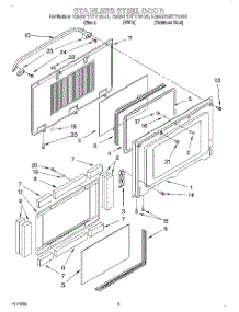 05 - Stainless Steel Door parts for Kitchenaid Oven KEBN107YWH0 from AppliancePartsPros.com