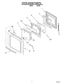 03 - Oven Door parts for Kitchenaid Oven KEBC206KBL0 from AppliancePartsPros.com