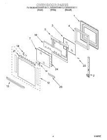 03 - Oven Door parts for Kitchenaid Oven KEBS207DWH11 from AppliancePartsPros.com
