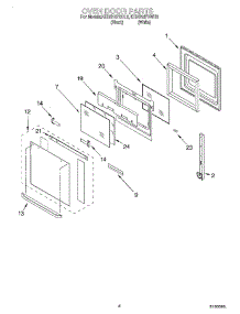 03 - Oven Door parts for Kitchenaid Oven KEBS147DWH9 from AppliancePartsPros.com