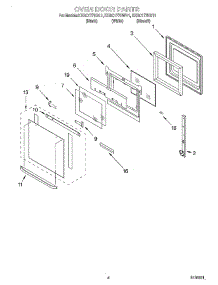 03 - Oven Door parts for Kitchenaid Oven KEBC177HBL1 from AppliancePartsPros.com