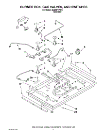 02 - Burner Box, Gas Valves, And Switches parts for Whirlpool Cooktop GLS3675VS02 from AppliancePartsPros.com