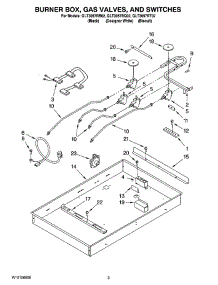 02 - Burner Box, Gas Valves, And Switches parts for Whirlpool Cooktop GLT3057RQ02 from AppliancePartsPros.com