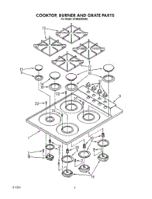 02 - Cooktop, Burner And Grate parts for Whirlpool Cooktop SC8630EWW0 from AppliancePartsPros.com