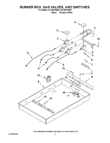 02 - Burner Box, Gas Valves, And Switches parts for Whirlpool Cooktop GLT3657RQ05 from AppliancePartsPros.com
