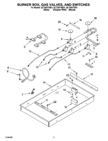 02 - Burner Box, Gas Valves, And Switches parts for Whirlpool Cooktop GLT3057RQ01 from AppliancePartsPros.com