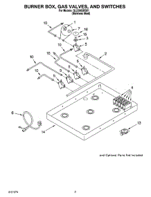 02 - Burner Box, Gas Valves, And Switches parts for Whirlpool Cooktop GLS3665RS01 from AppliancePartsPros.com