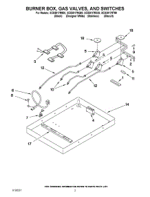 02 - Burner Box, Gas Valves, And Switches parts for Whirlpool Cooktop SCS3017RB00 from AppliancePartsPros.com