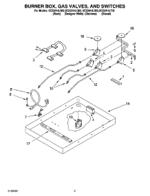 02 - Burner Box, Gas Valves, And Switches parts for Whirlpool Cooktop SCS3014LB02 from AppliancePartsPros.com