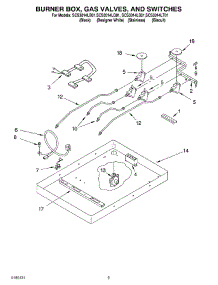 02 - Burner Box, Gas Valves, And Switches parts for Whirlpool Cooktop SCS3014LB01 from AppliancePartsPros.com