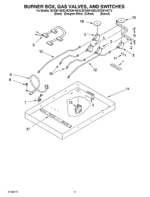 02 - Burner Box, Gas Valves, And Switches parts for Whirlpool Cooktop SCS3614GB3 from AppliancePartsPros.com