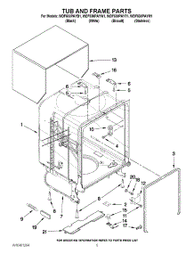 05 - Tub And Frame Parts parts for Whirlpool Dishwasher WDF530PAYW1 from AppliancePartsPros.com