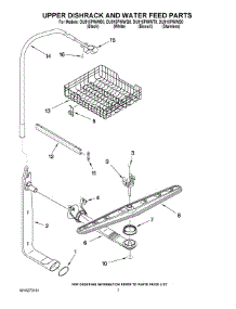 05 - Upper Dishrack And Water Feed Parts parts for Whirlpool Dishwasher DU915PWWS0 from AppliancePartsPros.com