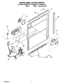 03 - Door And Latch Parts parts for Whirlpool Dishwasher GU3600XTVY1 from AppliancePartsPros.com