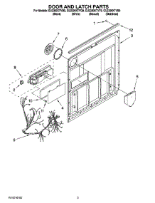 03 - Door And Latch Parts parts for Whirlpool Dishwasher GU2300XTVB0 from AppliancePartsPros.com