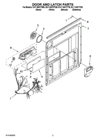 03 - Door And Latch Parts parts for Whirlpool Dishwasher DU1100XTPQB from AppliancePartsPros.com