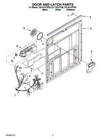 03 - Door And Latch Parts parts for Whirlpool Dishwasher DU1101XTPSB from AppliancePartsPros.com