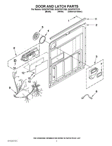 03 - Door And Latch Parts parts for Whirlpool Dishwasher GU2475XTVY0 from AppliancePartsPros.com