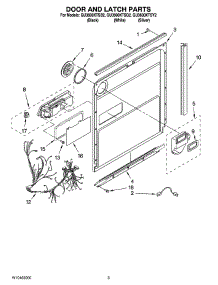 03 - Door And Latch Parts parts for Whirlpool Dishwasher GU3600XTSY2 from AppliancePartsPros.com