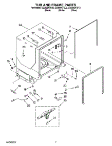 07 - Tub And Frame Parts parts for Whirlpool Dishwasher GU3600XTSY2 from AppliancePartsPros.com