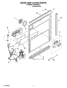 03 - Door And Latch Parts parts for Whirlpool Dishwasher 7GU3600XTSY1 from AppliancePartsPros.com