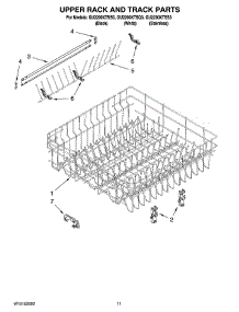 09 - Upper Rack And Track Parts parts for Whirlpool Dishwasher GU2200XTSB3 from AppliancePartsPros.com