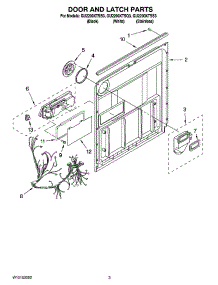 03 - Door And Latch Parts parts for Whirlpool Dishwasher GU2200XTSS3 from AppliancePartsPros.com