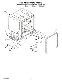 07 - Tub And Frame Parts parts for Whirlpool Dishwasher GU2200XTSS3 from AppliancePartsPros.com