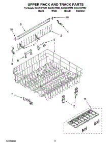 09 - Upper Rack And Track Parts parts for Whirlpool Dishwasher GU2451XTSB2 from AppliancePartsPros.com