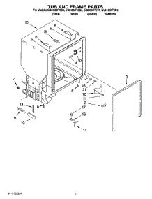 07 - Tub And Frame Parts parts for Whirlpool Dishwasher GU2455XTSB3 from AppliancePartsPros.com
