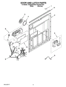 03 - Door And Latch Parts parts for Whirlpool Dishwasher 7GU2455XTSQ0 from AppliancePartsPros.com