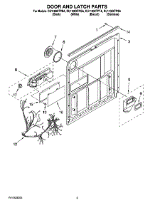 03 - Door And Latch Parts parts for Whirlpool Dishwasher DU1100XTPTA from AppliancePartsPros.com