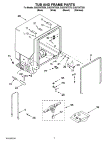 07 - Tub And Frame Parts parts for Whirlpool Dishwasher GU2370XTSQ0 from AppliancePartsPros.com
