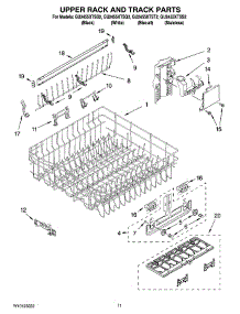 09 - Upper Rack And Track Parts parts for Whirlpool Dishwasher GU2455XTSB2 from AppliancePartsPros.com