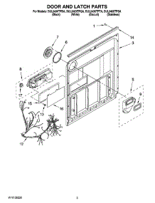 03 - Door And Latch Parts parts for Whirlpool Dishwasher DUL240XTPQA from AppliancePartsPros.com