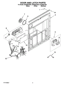 03 - Door And Latch Parts parts for Whirlpool Dishwasher GU2200XTSB2 from AppliancePartsPros.com