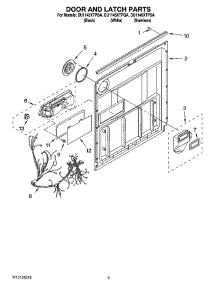 03 - Door And Latch Parts parts for Whirlpool Dishwasher DU1145XTPQA from AppliancePartsPros.com
