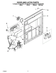 03 - Door And Latch Parts parts for Whirlpool Dishwasher DU1055XTPT3 from AppliancePartsPros.com