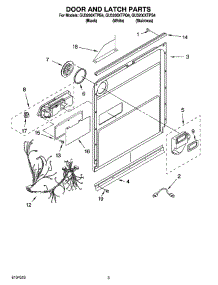 03 - Door And Latch Parts parts for Whirlpool Dishwasher GU3200XTPQ4 from AppliancePartsPros.com