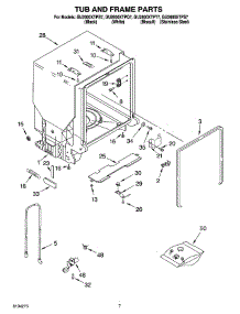07 - Tub And Frame Parts parts for Whirlpool Dishwasher GU2600XTPB7 from AppliancePartsPros.com