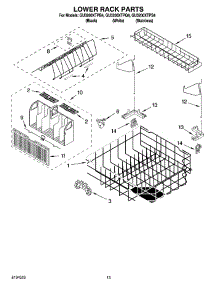 11 - Lower Rack Parts parts for Whirlpool Dishwasher GU3200XTPB4 from AppliancePartsPros.com