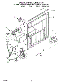 03 - Door And Latch Parts parts for Whirlpool Dishwasher GU2500XTPS7 from AppliancePartsPros.com