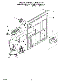 03 - Door And Latch Parts parts for Whirlpool Dishwasher DU1065XTPQ1 from AppliancePartsPros.com