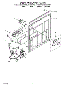 03 - Door And Latch Parts parts for Whirlpool Dishwasher DU1050XTPB7 from AppliancePartsPros.com