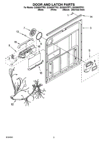 03 - Door And Latch Parts parts for Whirlpool Dishwasher GU2600XTPT1 from AppliancePartsPros.com