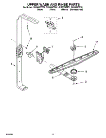 10 - Upper Wash And Rinse Parts parts for Whirlpool Dishwasher GU2600XTPQ1 from AppliancePartsPros.com
