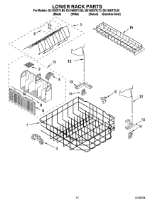 11 - Lower Rack Parts parts for Whirlpool Dishwasher GU1500XTLQ0 from AppliancePartsPros.com