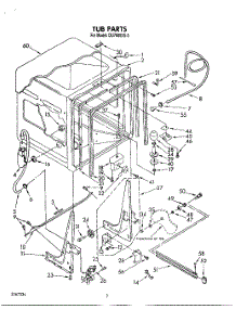 02 - Tub , Lit / Optional parts for Whirlpool Dishwasher DU7600XS0 from AppliancePartsPros.com