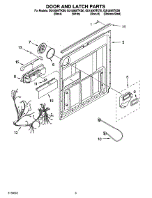 03 - Door And Latch Parts parts for Whirlpool Dishwasher GU1500XTKB0 from AppliancePartsPros.com